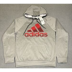 Men's Small Adidas Gray Logo Hoodie HK9838